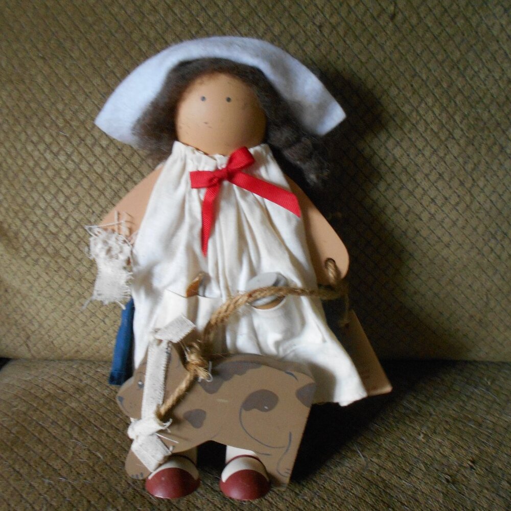 Wooden Nurse with Dog Doll Collectable 1987